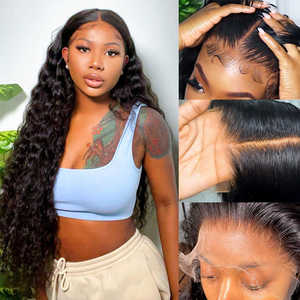 宽松深前卷曲人头马假发透明前13x4/13x6全蕾丝长中国瑞士蕾丝假发印度产地 - Product Image 2