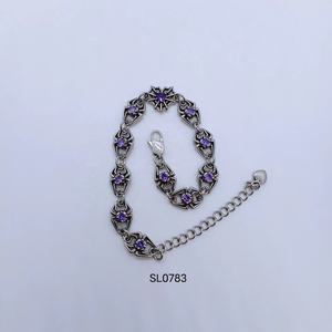 Stainless Steel Gothic Bracelet Punk Chain Bracelet With Purple Stone Spider Design Fashion Jewelry for <b>Men</b> Women Daily Rock - Product Image 5