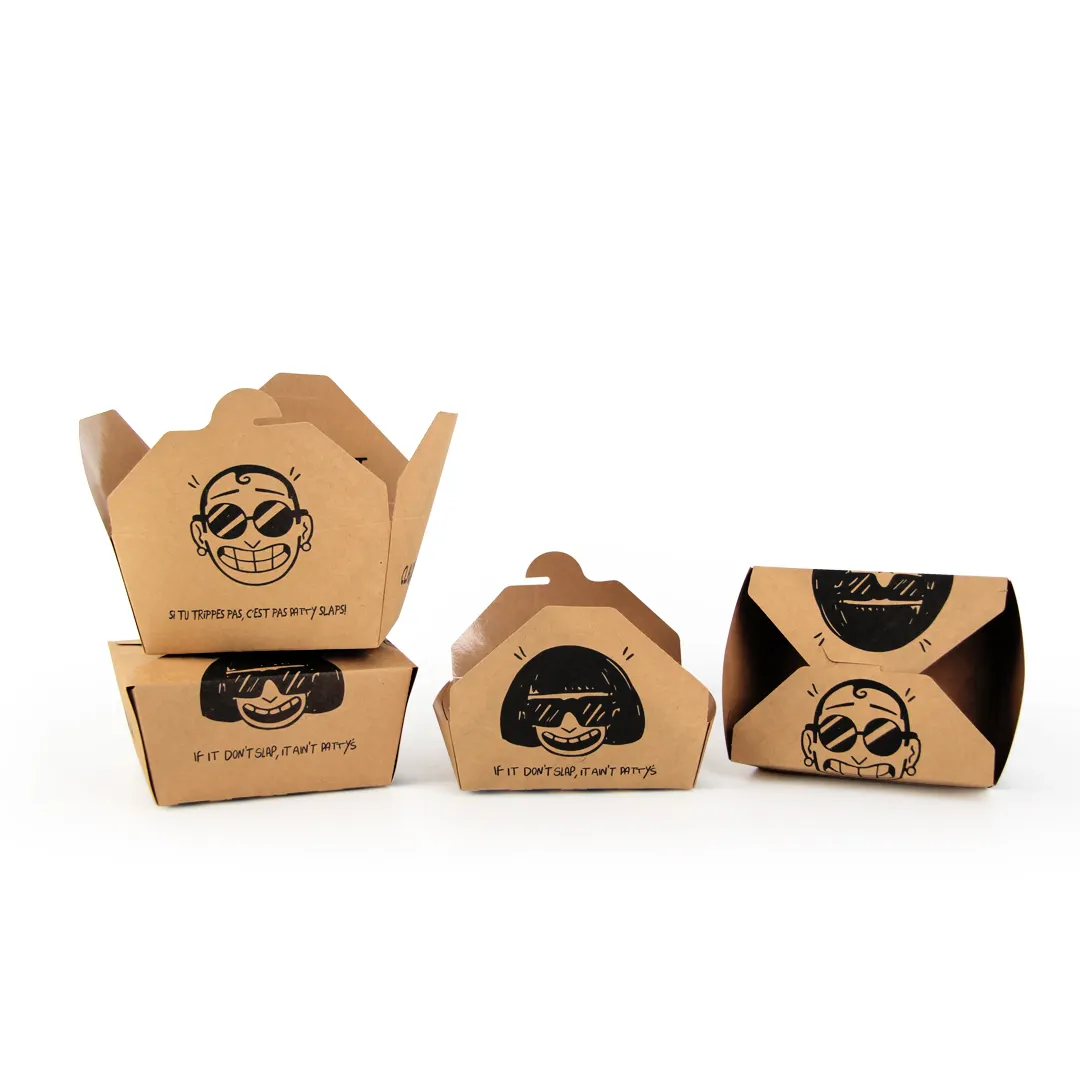 Personalizado logotipo eco descartável restaurante para ir rápido embalagem de salada de comida em papel de embalar galinha frita tomada recipientes caixa de cachorro quente