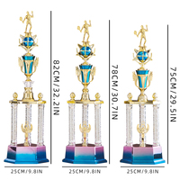 Trofeos de Bádminton de Alta Calidad, Diseño Azul Dorado, Impresión UV, ABS, Premio Popular RZ09