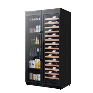 500L直立式现代木架玻璃门餐厅复古冰柜制造商葡萄酒角冰箱