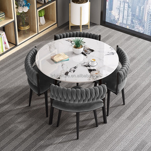 <b>Small</b> 4-Piece Dining <b>Table</b> Set Chairs for Restaurant Hotel Office <b>Kitchen</b> Use Stylish Reception Desk for Negotiation Guest Rest - Product Image 6