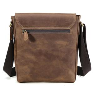 Borsa a tracolla in pelle di cavallo pazzo personalizzata di vendita calda LOGO borsa a tracolla a tracolla in vera pelle da uomo retrò marrone - Product Image 2