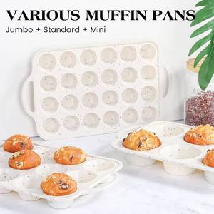 MUYULINS Factory 24-cup LFGB non-stick BPA Free metal reinforced frame mini <b>silicone</b> cupcake pan American cake tin <b>baking</b> mold - Product Image 1