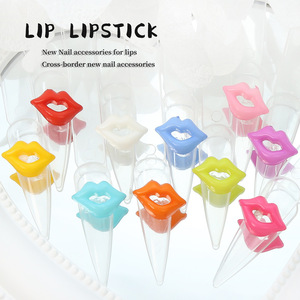 Accessoires pour ongles en résine 3D en gros, motifs lèvres rouges volumineuses - Product Image 3