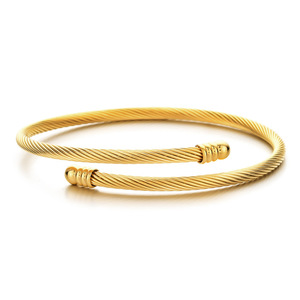 Adjustable Heart Charm <b>Bangle</b> <b>Bracelet</b> for Women | PVD Gold Plated Stainless Steel | Elegant & Versatile Design - Product Image 4