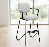 Tabouret de bar moderne et écologique en tissu rembourré, siège ergonomique rembourré, pivotant à 360 degrés, base en métal, mobilier de bar pour la maison