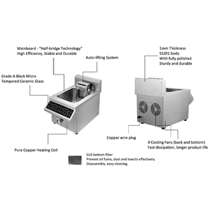 <span class=keywords><strong>Friteuse</strong></span> à induction commerciale 8L avec système <span class=keywords><strong>de</strong></span> levage automatique et fonction mémoire pour services <span class=keywords><strong>de</strong></span> restauration rapide et traiteur - Product Image 3