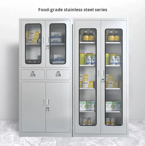 Stainless Steel Office <b>Storage</b> <b>File</b> Cabinet 2 Glass and 2 Iron Door Metal Filing Cabinet - Product Image 5