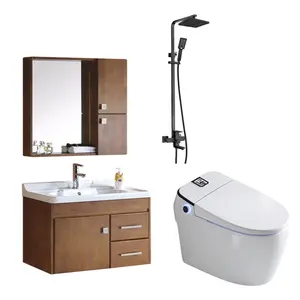 Mirror cabinet combined durable vanity cabinet wall-mounted bathroom cabinet and smart toilet shower