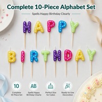 Einkaufsfertiges Kinder-Kuchenkerzen-Set im Ballon-Stil Bunte Gepunktete Buchstabenkerzen Spaßiges Geburtstagstorten-Deko-Kit