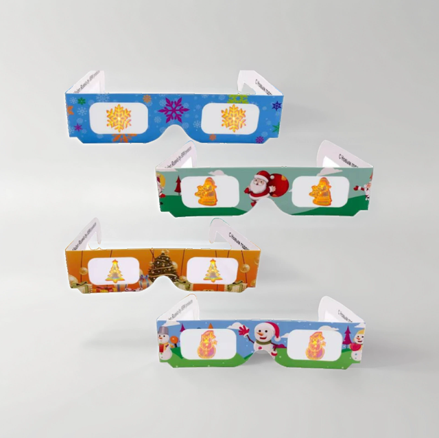 Custom Logo 3D Hologram Christmas Glasses 3cm Paper Diffraction Glasses for Holiday LED Party Glasses Fireworks Light