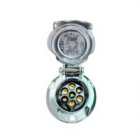 Prise 7P/12V ISO 1724 à contact vis en aluminium laiton/nickelé, étanche, référence 502721V pour remorque européenne