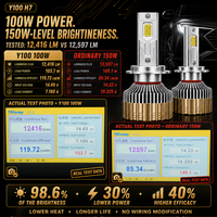 Phares LED Canbus YHKOMS Y100 12V 200W 26000LM 6000K, compatibilité universelle avec ampoules H1 H11 9012 9005 9006 H7 H4, 2 tubes en cuivre