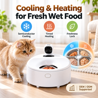 Distributeur de nourriture pour animaux de compagnie avec contrôle de la température par semi-conducteurs, refroidissement et chauffage, surveillance vidéo et enregistrement, certifié CE FCC RoHS, OEM ODM, pour chats et chiens