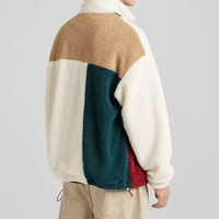 Hiver personnalisé de haute qualité Design Color Block Sherpa Sweatshirt Half Zipper up Stand Collar Pullover Men Fleece Jacket