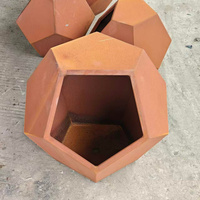 Pot Bunga Logam Bulat Corten Steel, Pot Tanaman Taman Luar Ruangan, Finishing Rust, Dekorasi Lanskap Halaman dan Patio
