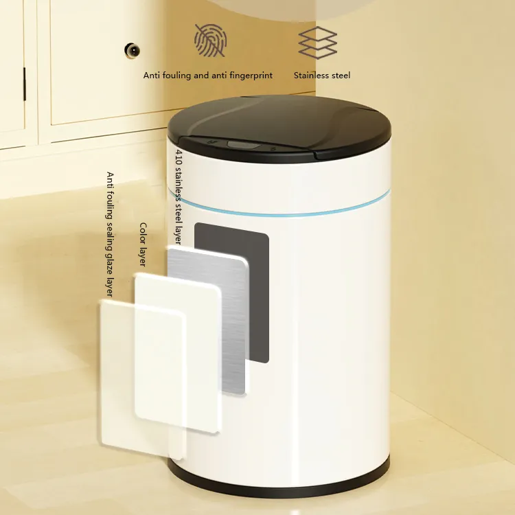 Lixeira automática de 13 galões, lata de lixo com sensor de movimento automático, lata de lixo para banheiro