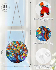 Atrapasueños Acrílico con Diseño de Mosaico, Adorno Colgante para Ventana Estilo Vidriera, Decoración de Pared Colorida para Hogar, Jardín, Regalo - Product Image 1