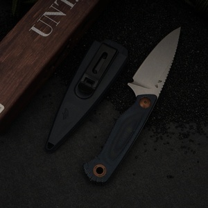 Cuchillo de hoja fija HUNT BM203 de acero inoxidable con punta de caída y borde serrado, mango de micarta, cuchillo de supervivencia para camping, compatible con OEM y ODM - Product Image 6