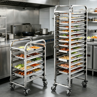 Chariot de service mobile professionnel à 6 niveaux en acier inoxydable pour boulangerie et cuisine commerciale