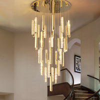 Lampes d'escalier MEEROSEE, luminaires de plafond modernes en cristal pour escalier, maison duplex, villa, plafond suspendu, grand lustre MD98127