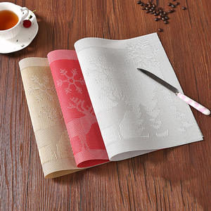 Tapis de Table de luxe en PVC tissé antidérapant, or, argent, rouge, tasse à café, napperon de noël en forme de cerf et de flocon de neige, nouveau - Product Image 1