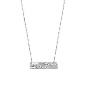<span class=keywords><strong>Collar</strong></span> de Acero Inoxidable Vintage Aretas, <span class=keywords><strong>Collar</strong></span> de Plata y Oro de <span class=keywords><strong>18K</strong></span>, <span class=keywords><strong>Collar</strong></span> con Colgante Rectangular Martillado para Mujer - Product Image 6