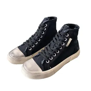 Size 35-44 Brand Canvas Dirty Shoes Women New Closed Toe Sports Slippers Retro Board Shoes High Top Lace Up Men Flat Sneakers