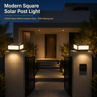 Lampe solaire carrée moderne pour poteau, étanche IP65, 3500K, avec douille E27 remplaçable, pour portail de jardin, clôture, quai