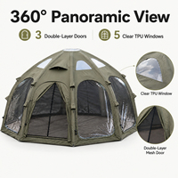 Tente dôme gonflable à double couche personnalisable avec logo, 17,67 m², Glamping panoramique, 5 m de diamètre, 4-8 personnes, 3 portes, 5 fenêtres TPU, PU