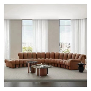 โซฟาสไตล์โมเดิร์น,โซฟาหนังทรงโค้งรูปตัวยูสำหรับห้องนั่งเล่นดีไซน์ใหม่หรูหรา - Product Image 1