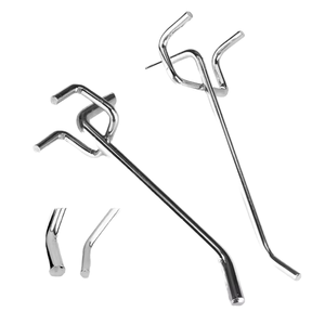 Crochet <span class=keywords><strong>adhésif</strong></span> triangulaire perforé pour étagère, support mural pour panneau perforé, accessoires pour outils et quincaillerie, capacité 1-3 kg, crochet simple - Product Image 1