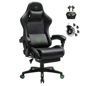 <span class=keywords><strong>Silla</strong></span> Gaming <span class=keywords><strong>Razer</strong></span> Negra y Verde con Masaje, Altavoces, Cuero PU, Edición Racing, <span class=keywords><strong>Silla</strong></span> Gaming con Reposapiés - Product Image 1