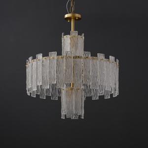 Lámpara Colgante LED de Vidrio con Diseño de Ondas de Agua en Cobre, Estilo Americano Moderno, de Lujo y Vintage, para Hotel, Restaurante, Oficina y Sala de Estar - Product Image 2