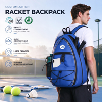 Sac à dos de sport imperméable personnalisé avec logo pour pickleball, tennis, badminton, avec sangle en maille et poche antivol pour voyage et terrain de sport