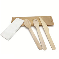 Ensemble de couverts en bois biodégradables écologiques jetables modernes 3 pièces (cuillère, fourchette) pour la maison, le jardin, les pique-niques et les fêtes