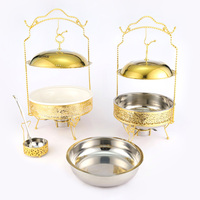 Hôtel et restaurant de luxe avec cuillère chauffe-plats buffet chauffe-plats céramique dorée avec suspension pour service à la marmite