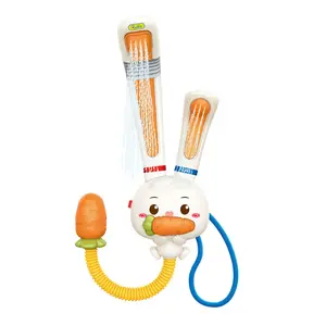 듀얼 노즐이있는 새로운 아기 욕조 장난감 토끼 샤워 유아를위한 업그레이드 된 전기 샤워 장난감
