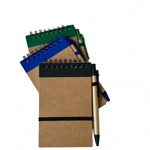 Libreta Personalizada con Logotipo, Portátil, 14.9 cm x 9 cm, 50 Hojas, Cubierta de Papel Kraft, con Juego de Bolígrafos, Agenda, Organizador, Bloc de Notas, Bloc de Notas para Negocios - Product Image 1