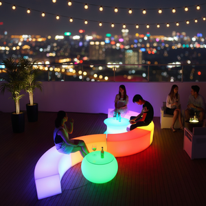 <span class=keywords><strong>Taburete</strong></span> de Bar Moderno de Bambú Curvo Luminoso para Interiores y Exteriores con Asiento Colorido para Uso Comercial - Product Image 4