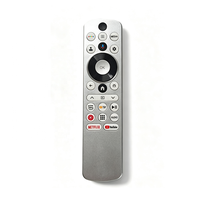 Remote Control TV Pengganti Warna Perak ABS HTR-U33G Versi Bahasa Inggris dengan Suara dan BT, Cocok untuk AQUA LED LCD Smart TV