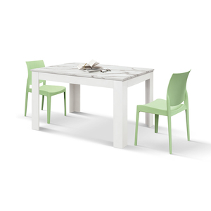 Diego Extendable <b>Table</b> Statuary White Laminate <b>Top</b> Melamine Base Indoor <b>Dining</b> - Product Image 1