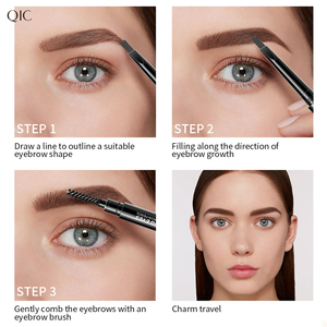 QIC – <span class=keywords><strong>crayon</strong></span> à sourcils triangulaire éblouissant à double tête, rotatif, imperméable, lisse, naturel, longue durée, noir, brun foncé - Product Image 6