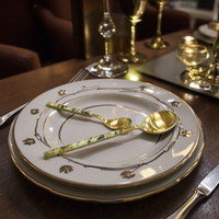 Logo personnalisé plaqué en acier inoxydable # Ensemble de cuillères à steak minimalistes 304 pour mariages, fêtes, cafés, cuisines - Vaisselle écologique