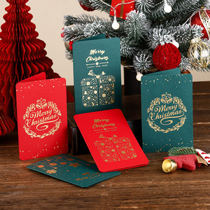 Vintage Christmas Gold Foil Greeting Cards Custom logo Thank You Card for Small Business Festive Blessing Cards