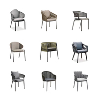 Chaises en corde d'extérieur de haute qualité, meubles d'extérieur, chaises de jardin tissées avec coussin, ensembles de meubles pour terrasse, hôtel, restaurant