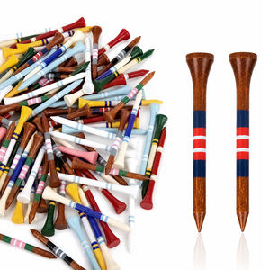 Tees de golf en bois multicolores, collection de couleurs, en bambou imprimé, logo personnalisé, écologiques, vente en gros, pour practice de golf - Product Image 1