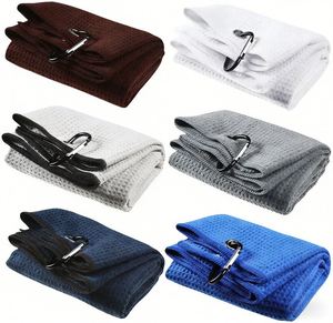 Serviette de nettoyage en microfibre gaufrée personnalisée avec clip, absorbante et à séchage rapide, pour le golf, la gym et la randonnée - Product Image 3