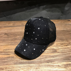 أزياء الصيف بالجملة قبعات مخصصة شبكة 5 لوحة حجر الراين سائق الشاحنات قبعة - Product Image 5